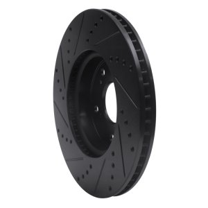 Honda Accord Coupe Brake Rotor (1) - Front Right - R1 Concepts - Drilled & Slotted - Black - `13-`22